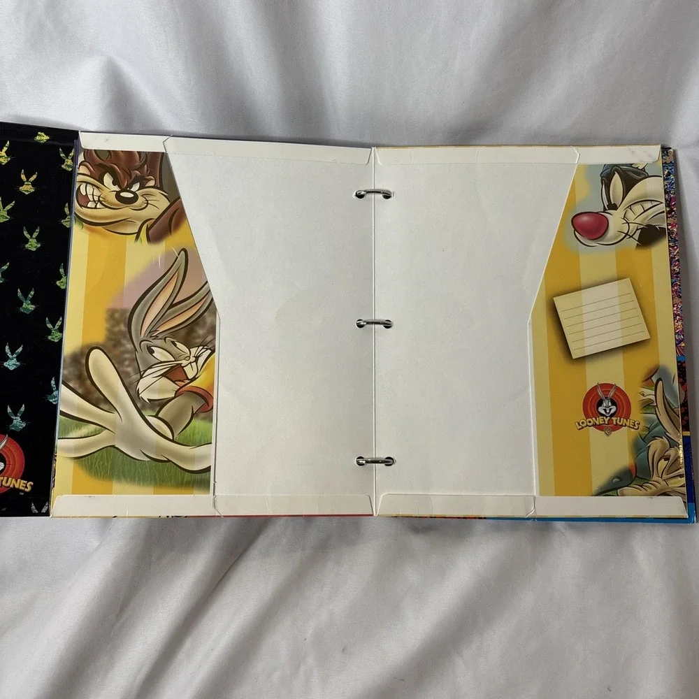 (2) Vtg Looney Tunes TAZ Tasmanian Devil 3-Ring Binders Folders‎ 1990s